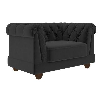 Poltrona Apso Decorativa com Pés Torneados Veludo Confortável Preto Sallar Home