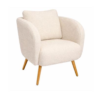 Poltrona Alva Decorativa com Pés Palito em Bouclé Confortável Off White Sallar Home