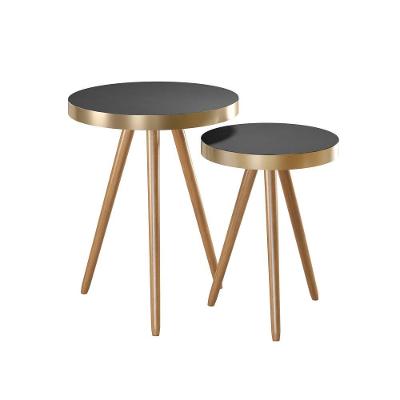Kit 2 Mesas Laterais Lisa Quadrado MDF Madeira 48CM Preto Sallar Home