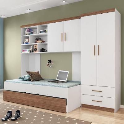 Jogo de Quarto Infantil Theo 2 Portas MDP 73CM Branco e Carvalho Sallar Home