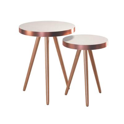 Kit 2 Mesas Laterais Lisa Quadrado MDF Madeira 48CM Off White Sallar Home