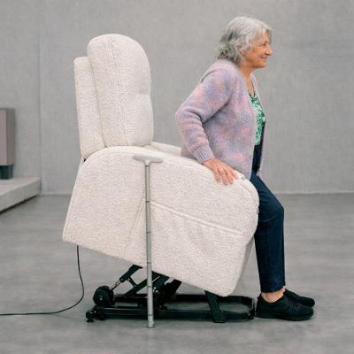 Poltrona Lift Rover Reclinável Elétrica com Elevação Bouclé Confortável Off White