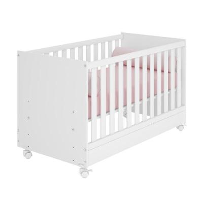Berço Infantil Max com Transformação em Mini Cama Branco Brilho Sallar Home