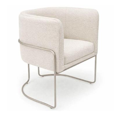 Poltrona Mono Decorativa com Estofamento Bouclé Confortável Off White Sallar Home