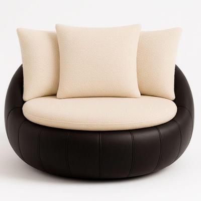 Poltrona Golden Giratória Courino e Bouclé Confortável Preto Sallar Home