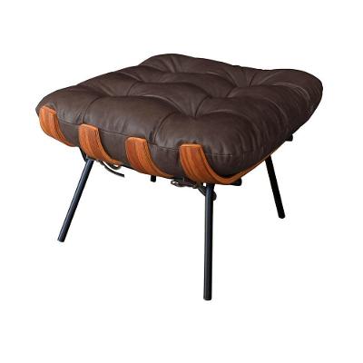 Puff Decorativo Laura Retangular Assento Espuma Couro Cinza Sallar Home