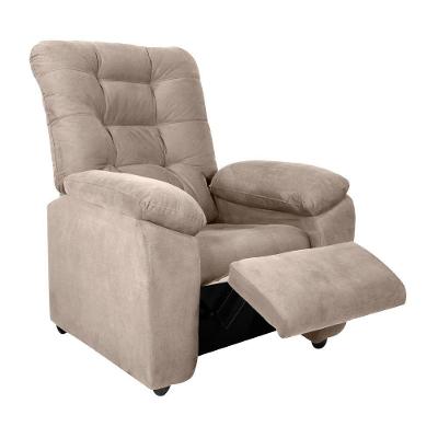 Poltrona Space Reclinável Manual em Suede Confortável Bege Sallar Home