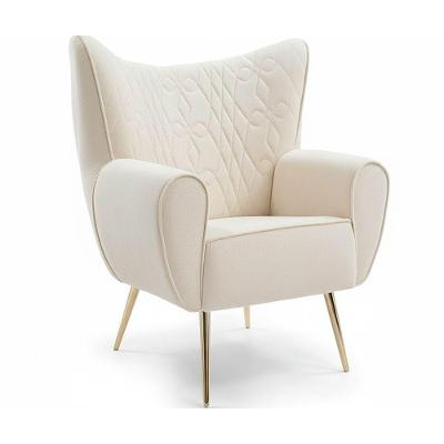 Poltrona Vetra Decorativa Bouclé com Pés Palito Confortável Off White Sallar Home