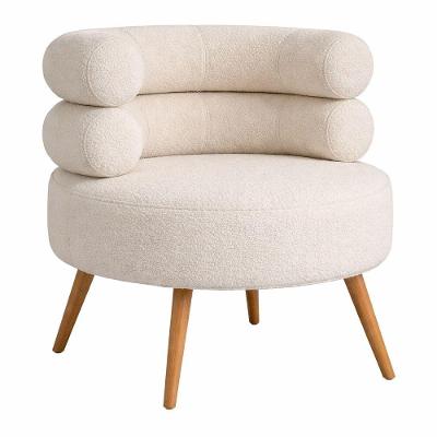 Poltrona Sienna com Estofamento Bouclé e Pés Palito Confortável Off White Sallar Home
