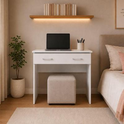 Escrivaninha Slim Moderno 1 Gaveta MDP 90CM Branco Menu Móveis