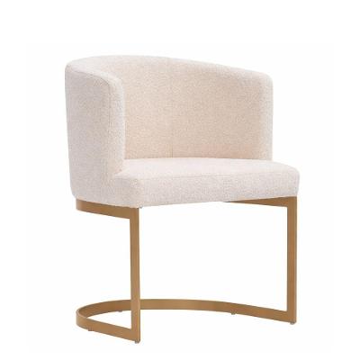Poltrona Nora Decorativa em Bouclé com Pés de Aço Off White Sallar Home