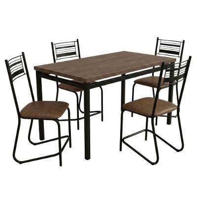 Conjunto de Mesa Atlanta 4 Lugares Tampo em MDF com Assentos Acolchoados Amadeirado 136CM Artefamol