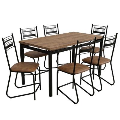 Conjunto de Jantar Atlanta 6 Lugares Tampo em MDF Assentos Acolchoados Amadeirado 136CM Artefamol