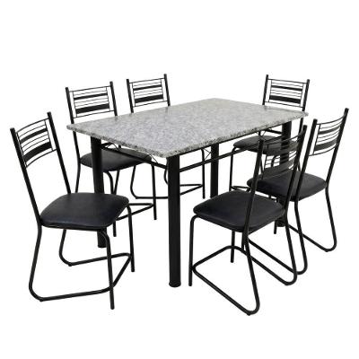 Conjunto de Mesa de Jantar Atlanta 6 Lugares Tampo em Granito Preto 140CM Artefamol Móveis