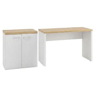 Mesa Escritório TOQ Moderno sem Gavetas MDP 120CM Branco com Balcão 70CM Artany