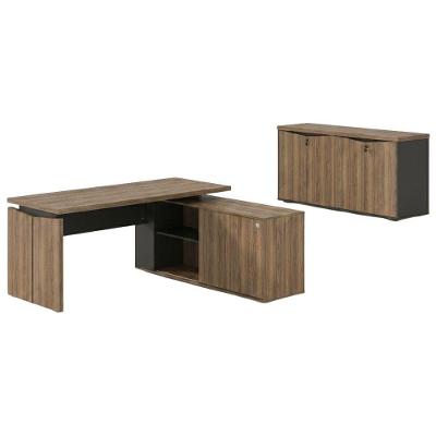 Mesa Escritório em l Y37 Moderno sem Gavetas MDP 155CM Preto Artany