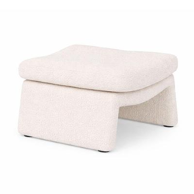 Puff Mysa Redondo Assento Espuma Soft Revestimento Bouclé Off White