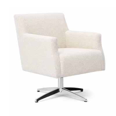 Poltrona Lumi Giratória em Bouclé com Espuma Soft Confortável Off White Sallar Home