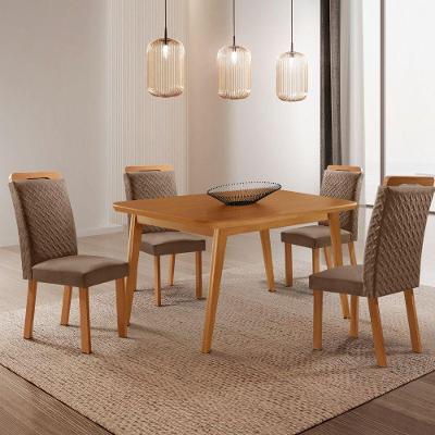 Mesa de Jantar Copper 4 Lugares Quadrada MDF Laminado 120CM Capuccino-Naturalle Moderna