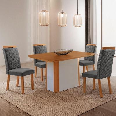 Mesa de Jantar Isadora 6 Lugares Quadrada MDF Laminado 120CM Grafite Moderna