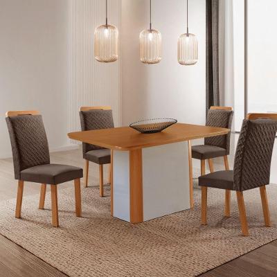 Mesa de Jantar Isadora 6 Lugares MDF Laminado 120CM Marrom Moderna