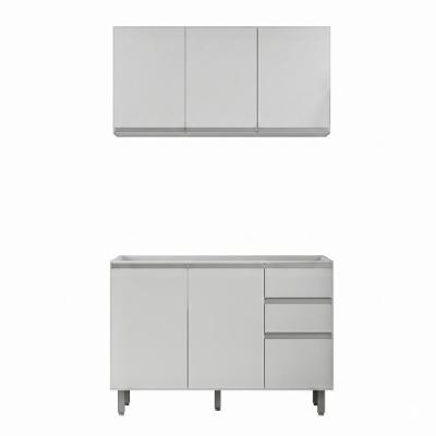 Balcão para Pia e Armário Aéreo Evidence 2 Portas 2 Prateleiras MDP e MDF  120CM Branco