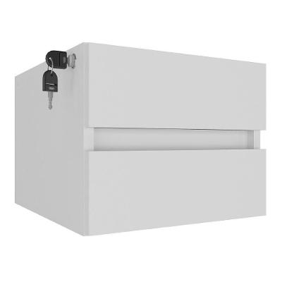 Gaveteiro Suspenso 627 Moderno 2 Gavetas MDF-MDP com Corrediças Telescópicas Branco Artany