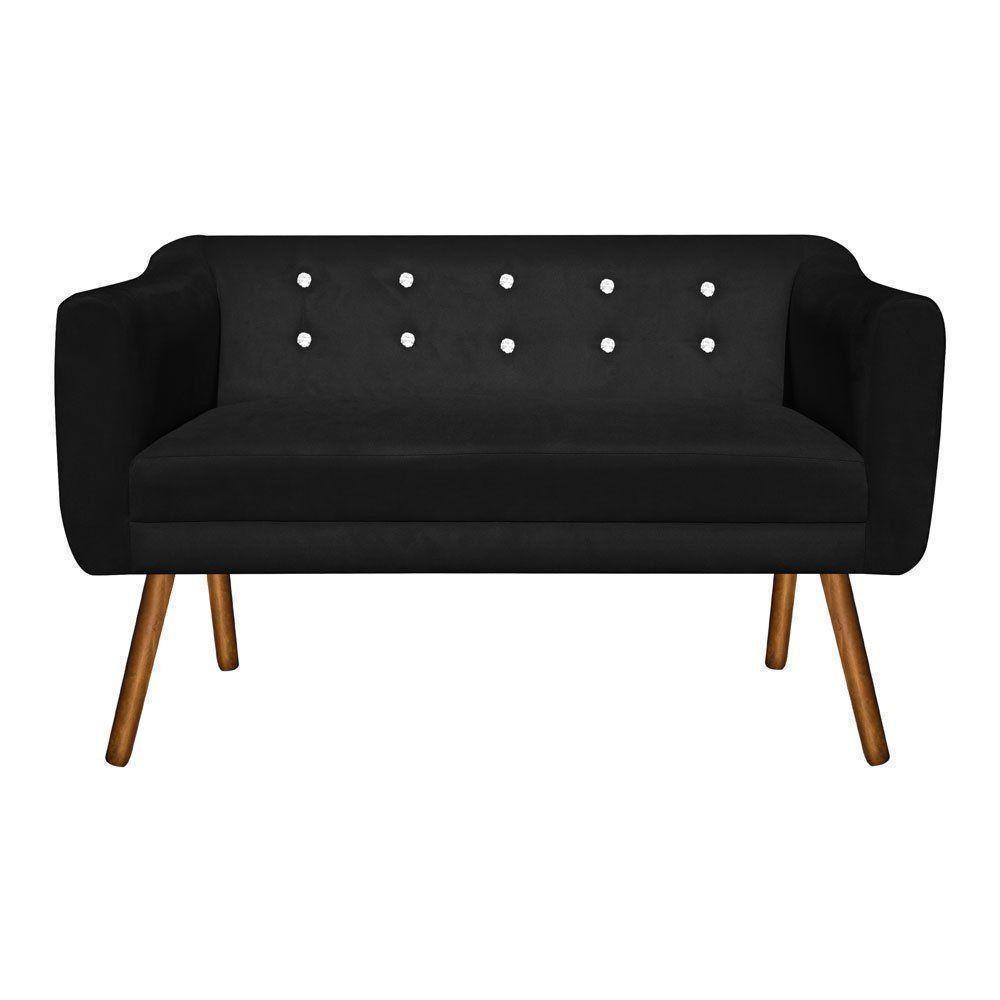 Namoradeira Julia 2 Lugares Preto Com Strass Pés Palito - 4