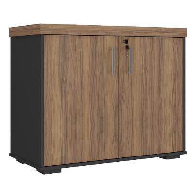 Balcão Executivo 2 Portas sem Gavetas MDP e Tamburato 90CM Preto Artany