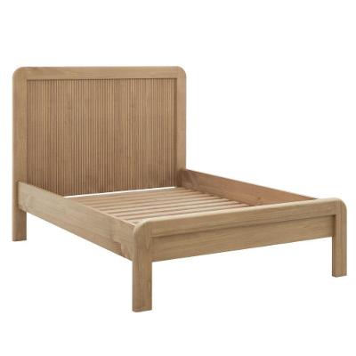 Cama de Casal 151CM 3308U com Cabeceira Canelada Madeira Maciça Marrom Milani Movelaria