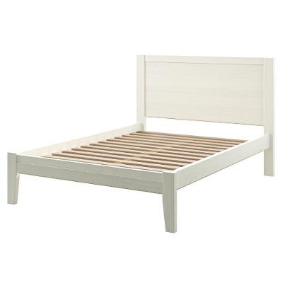 Cama de Casal 149CM 2808 Madeira Maciça Taeda Branco com Cabeceira em Painel Milani Movelaria