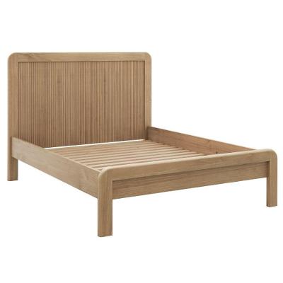 Cama Queen 3309U Madeira Maciça Taeda com Cabeceira Canelada Marrom Milani
