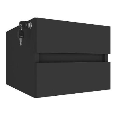 Gaveteiro Suspenso 627 Moderno 2 Gavetas MDF MDP com Corrediças e Trava Chave Preto Artany