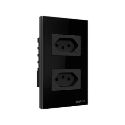 Tomada Dupla ETS 1002 com Wi-Fi e Controle Individual Preto Intelbras