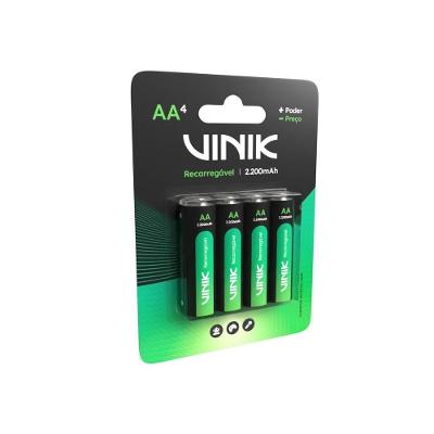 Pilha Recarregavel AA 2200MAH C-4 1.2V Uso Intenso em Aparelhos Eletronicos Vinik