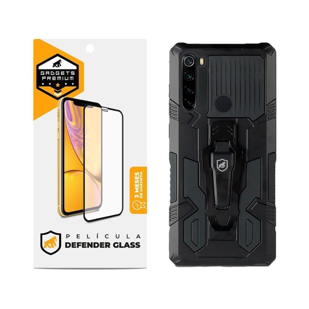 Kit Capa Case Capinha Clip E Pelicula Defender Glass Xiaomi Redmi Note 8 - Gshield - 1