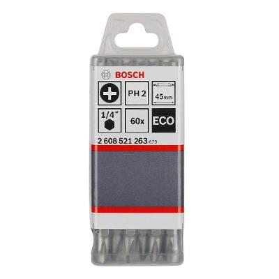 Ponta para Parafusar Eco Extra Hard PH2 45mm Zona de Torção 60u Cinza Bosch