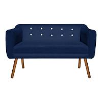 Namoradeira Julia 2 Lugares Suede Azul Marinho Com Strass - 2