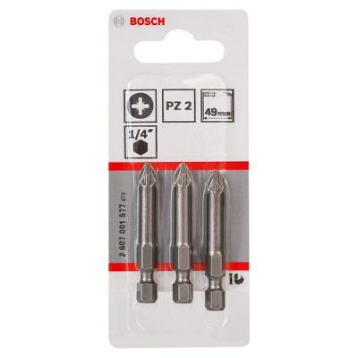 Ponta para Parafusar Extra Hard PZ2 49mm com Zona de Torção Cônica 3 Unidades Cinza Bosch