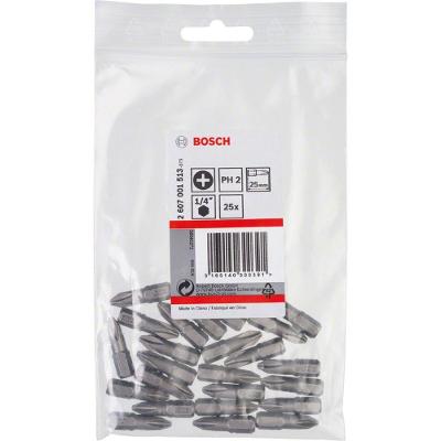 Ponta para Parafusar Extra Hard Phillips PH2 25mm com Zona de Torção Cônica 25 Peças Bosch
