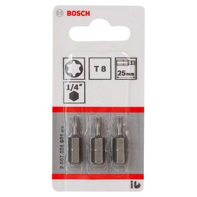 Ponta para Parafusar Extra Hard Torx T8 Kit 3 Unidades Zona de Torção Cônica Cinza Bosch