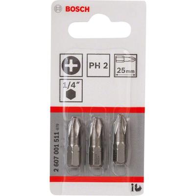 Pontas para Parafusar Extra Hard PH2 25mm com Zona de Torção Cônica e 3 Peças Bosch