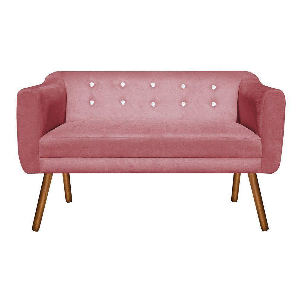 Namoradeira Julia 2 Lugares Rose Com Strass Pés Palito - 3