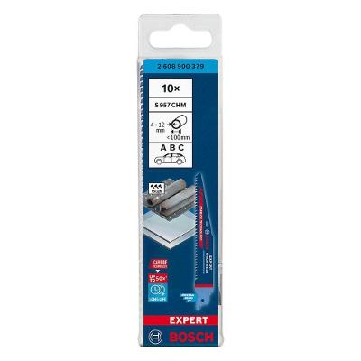 Lâmina de Serra Sabre Expert S957CHM Corte em Aço com Dentes em Carbeto de Tungstênio 10 Peças Bosch