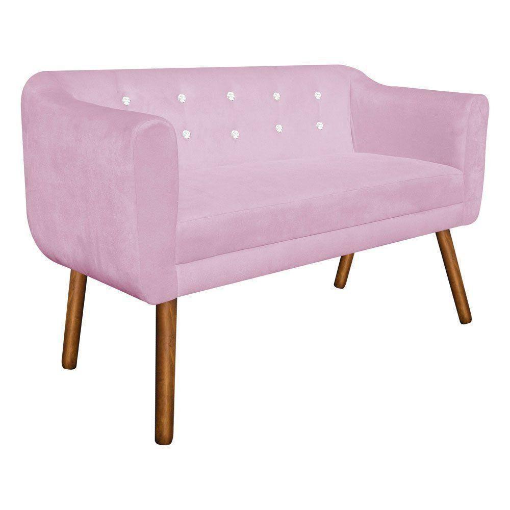 Namoradeira Julia 2 Lugares Rosa Bebê Com Strass Pés Palito - 1