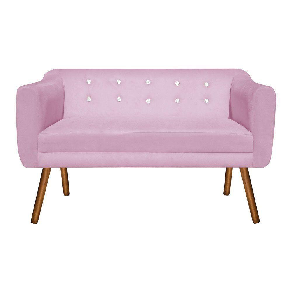 Namoradeira Julia 2 Lugares Rosa Bebê Com Strass Pés Palito - 2