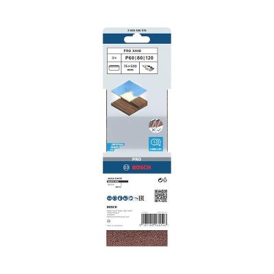 Jogo de Cintas de Lixa X440 Lixamento Madeiras Grão G60-80-120 75x533mm Bosch