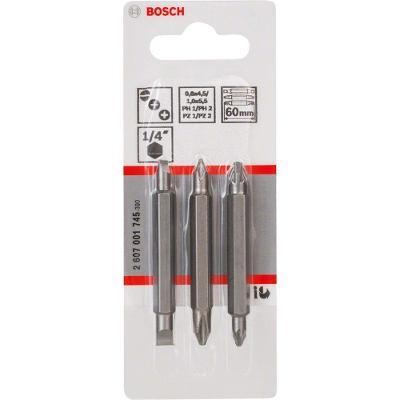 Jogo de Pontas Duplas 60mm 3 Peças com Zona de Torção Cônica Prata Bosch