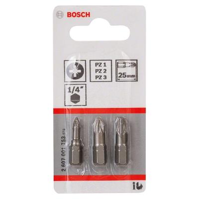 Jogo de Pontas para Parafusar Extra Hard Zona de Torção Cônica 25mm 3u PZ1 PZ2 PZ3 Bivolt Bosch