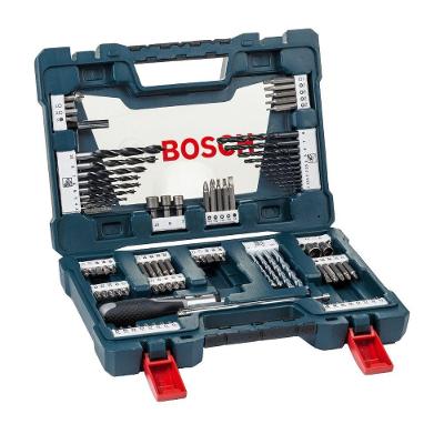 Kit de Brocas e Pontas V-LINE 91 Peças em Titânio com Acessórios Prata Bosch